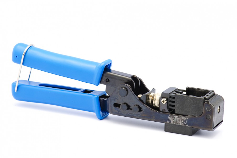 Crimping and wire cutting tool for Amdex data jacks